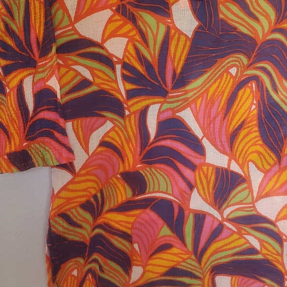 J Crew Colorful Abstract Print 100% Cotton Gauze Tunic Top Blouse Size Medium - Picture 2 of 5